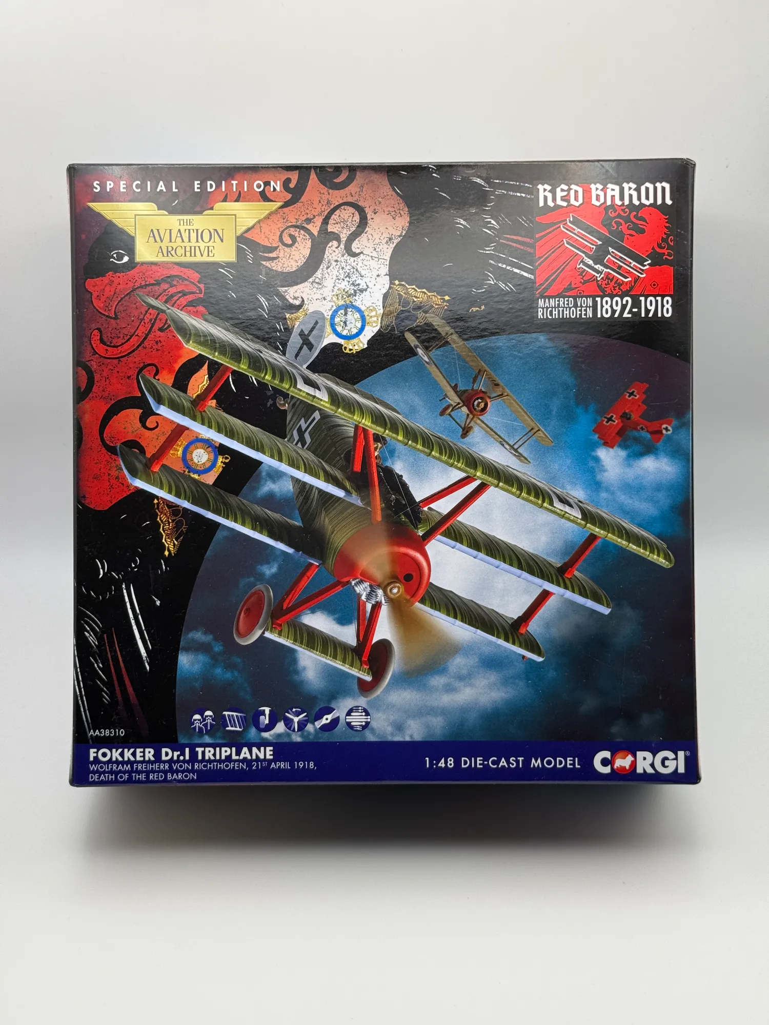 Corgi 1:48 Fokker Dr.I Triplane Diecast AA38310, photo 1