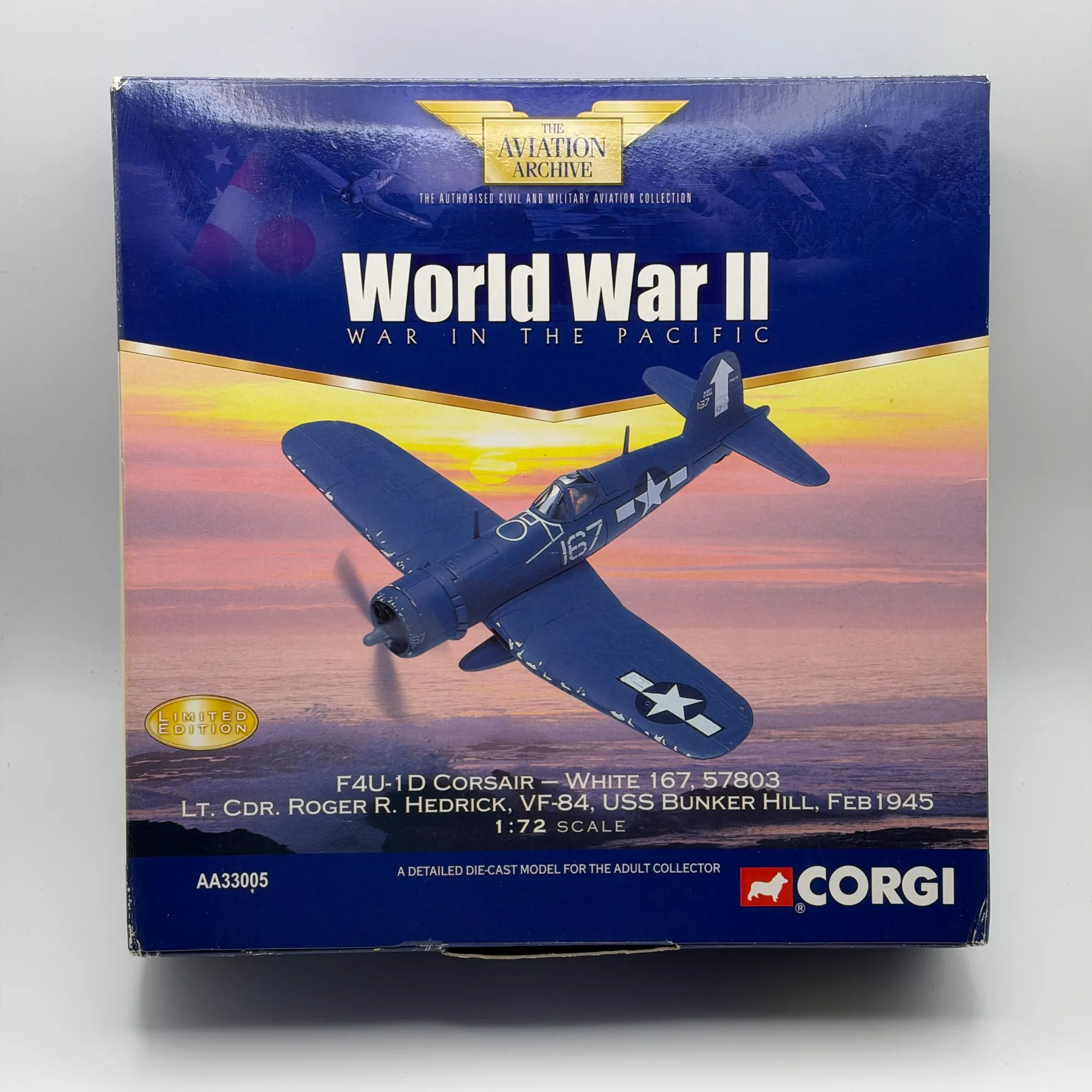 Corgi 1:72 Vought F4U-1D Corsair Diecast US Navy VF-84 White 167 Roger Hedrick AA33005, photo 1