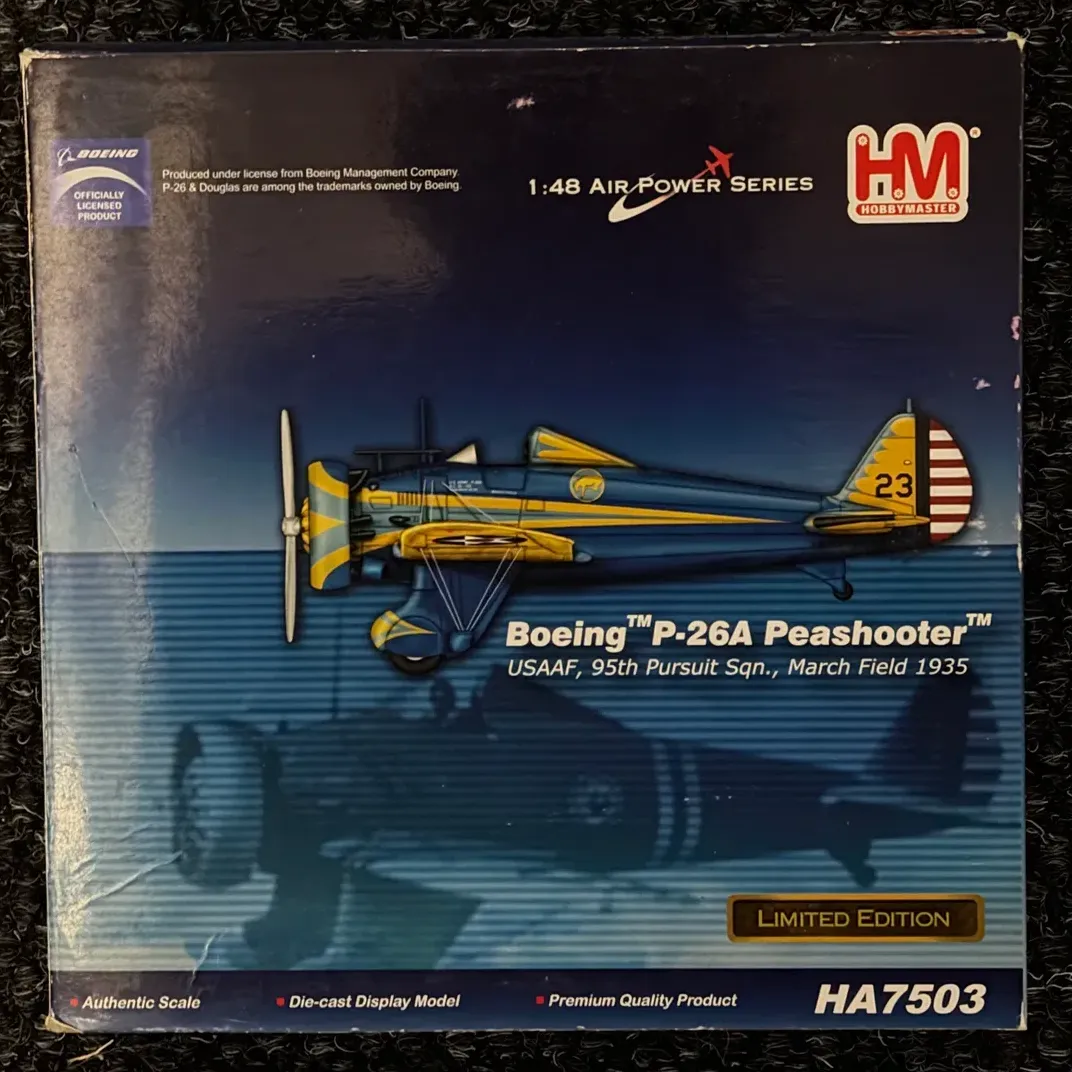 Hobby Master 1:48 Boeing P-26A Peashooter Diecast United States Army Air Corps HA7503, photo 1
