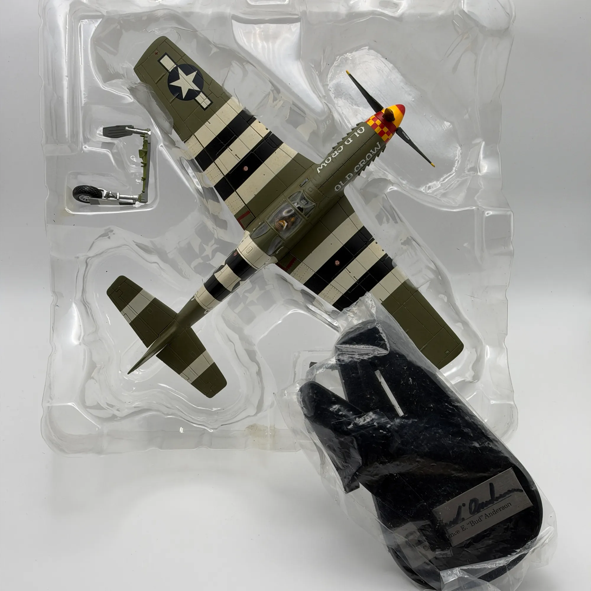 Hobby Master 1:48 Signed North American P-51B Mustang Diecast USAAF Old Crow Bud Anderson HA8503a, photo 1