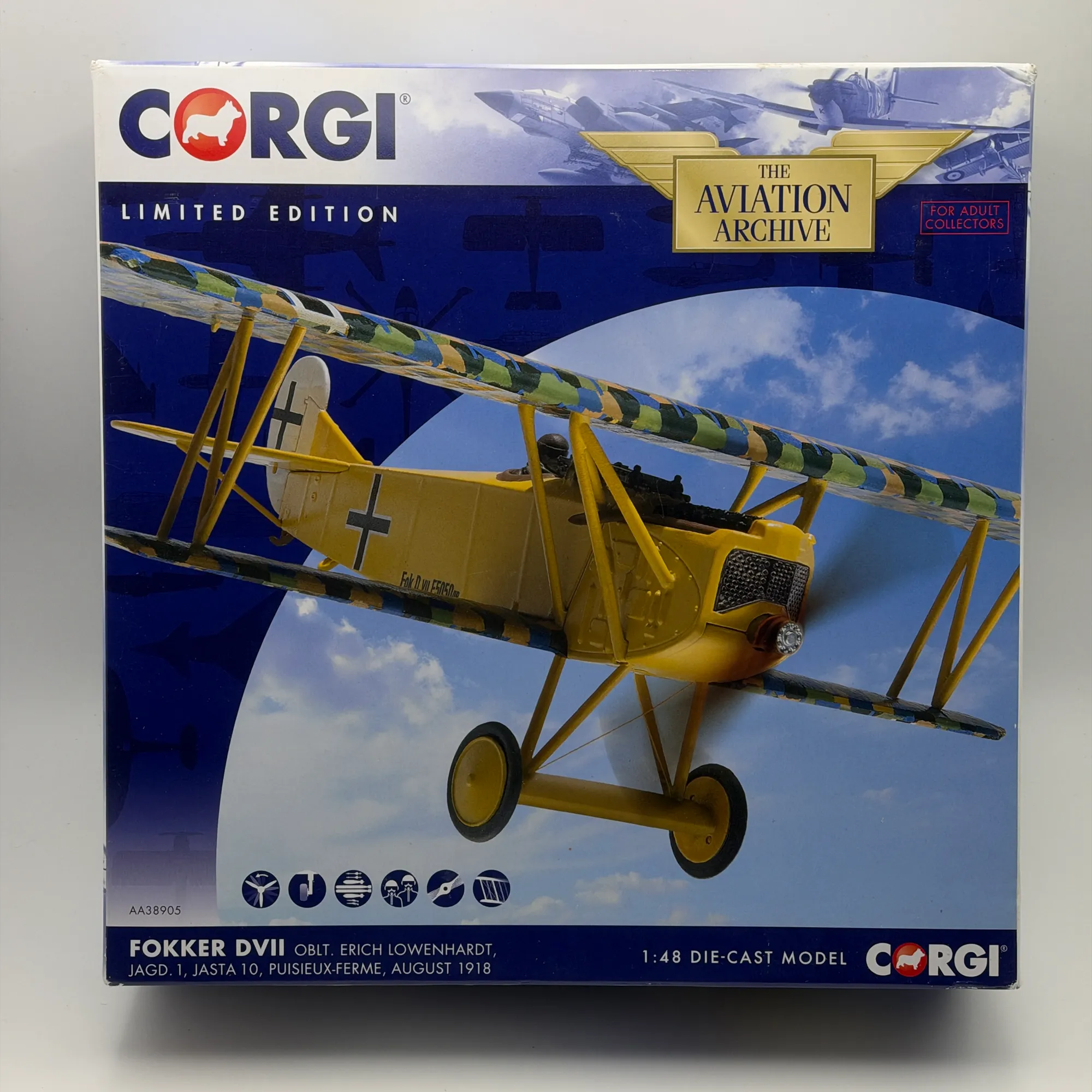 Corgi 1:48 Fokker D.VII Jasta 10 Erich Lowenhardt AA38905 Diecast, photo 1
